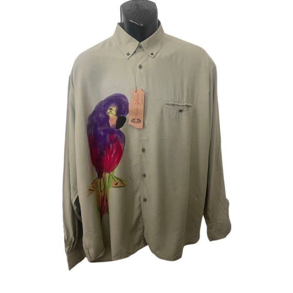 NWT PUCHO IGLESIAS XL/5 Vintage Artist designed men's rare shirt parrots birds